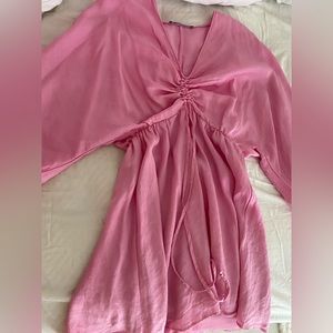 Pink Zara scrunch dress small